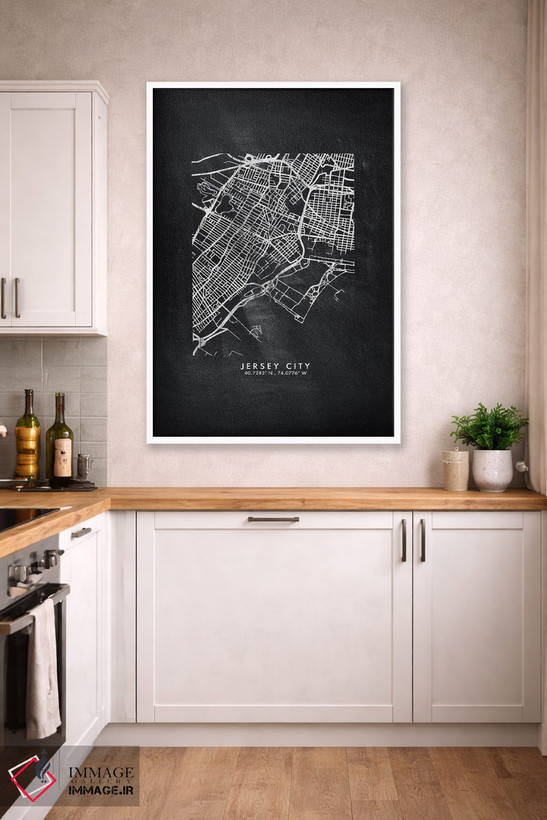 تابلو دکوراتیو New Jersey, City Map Chalkboard Style,نقشه شهر جرسی سیتی… اثر وال دکور ادیکت - D2W