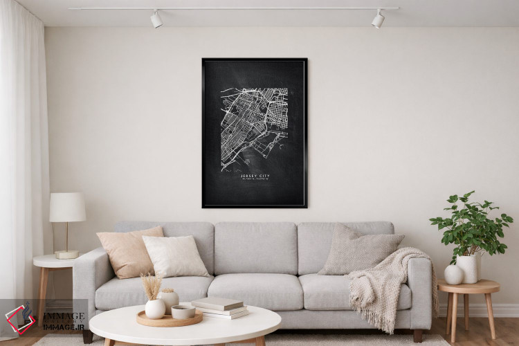 تابلو دکوراتیو New Jersey, City Map Chalkboard Style,نقشه شهر جرسی سیتی… اثر وال دکور ادیکت - D3B