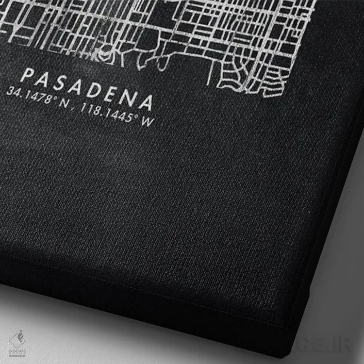 تابلو دکوراتیو نقشه شهر پاسادنا به سبک تخته سیاه اثر وال دکور ادیکت - نمای نزدیک بافت بوم