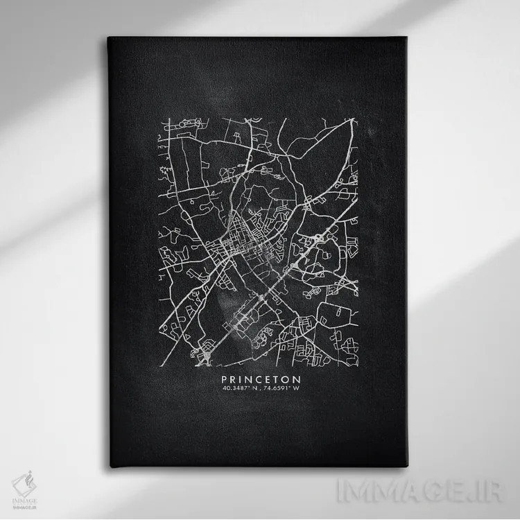 تابلو دکوراتیو New Jersey City Map Chalkboard Style,نقشه شهر پرینستون… اثر وال دکور ادیکت - نمای روبهرو روی دیوار