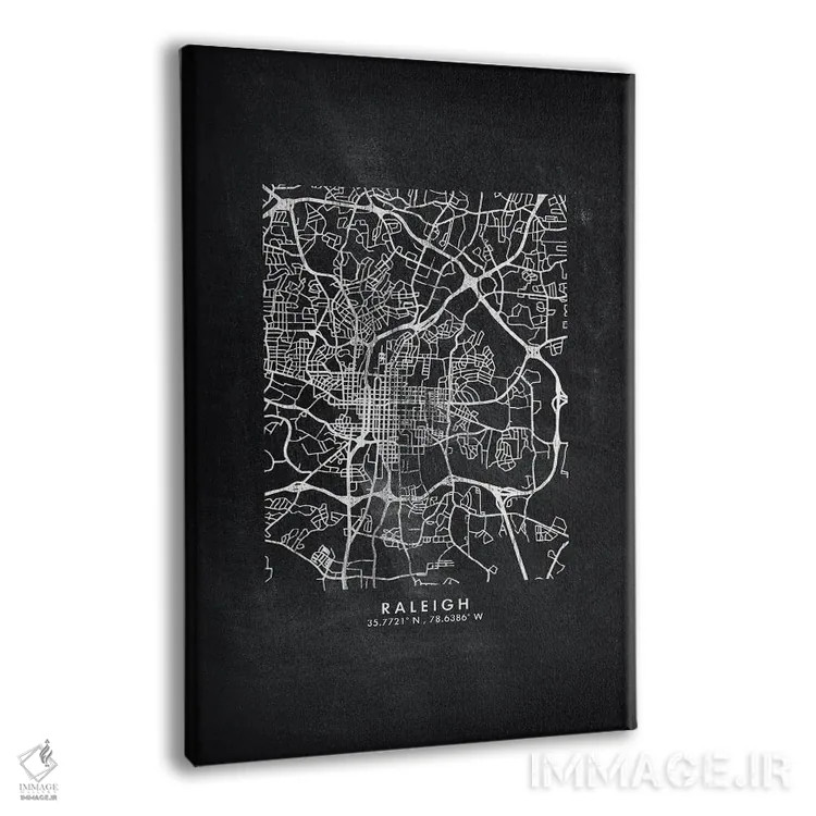 تابلو دکوراتیو نقشه شهر رالی به سبک تخته سیاه اثر وال دکور ادیکت - نمای پرسپکتیو محصول