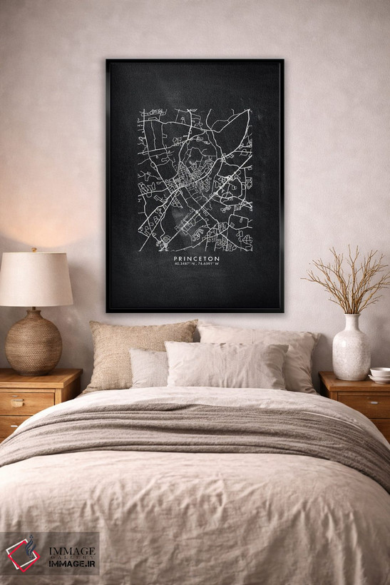 تابلو دکوراتیو New Jersey City Map Chalkboard Style,نقشه شهر پرینستون… اثر وال دکور ادیکت - D3B