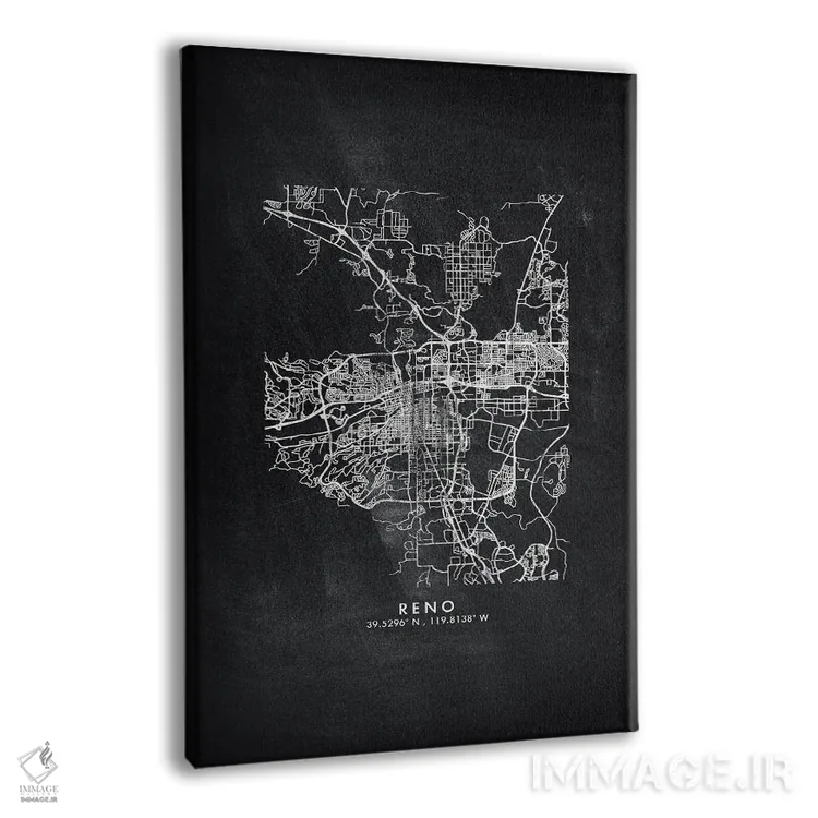 تابلو دکوراتیو Nevada City Map Chalkboard Style,نقشه شهر رینو، نوادا به… اثر وال دکور ادیکت - نمای پرسپکتیو محصول