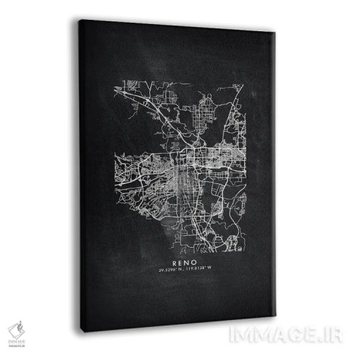 تابلو دکوراتیو Nevada City Map Chalkboard Style,نقشه شهر رینو، نوادا به… اثر وال دکور ادیکت - نمای پرسپکتیو محصول