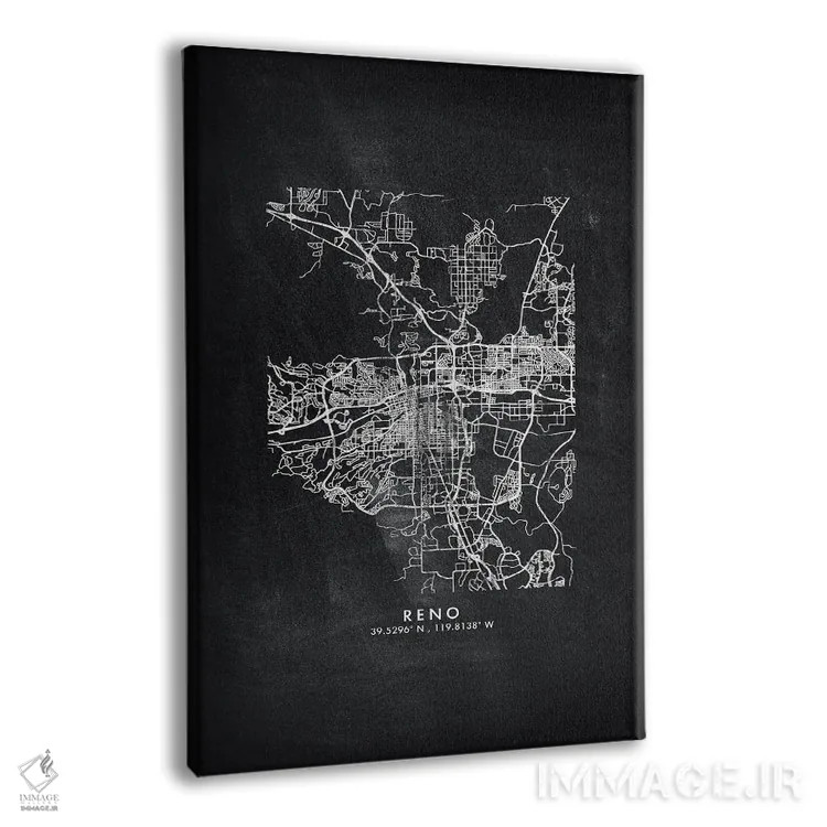 تابلو دکوراتیو Nevada City Map Chalkboard Style,نقشه شهر رینو، نوادا به… اثر وال دکور ادیکت - نمای پرسپکتیو محصول