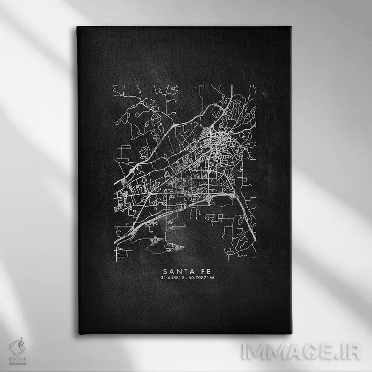 تابلو دکوراتیو Argentina City Map Chalkboard Style,نقشه شهر سانتا فه، آ… اثر وال دکور ادیکت - نمای روبهرو روی دیوار
