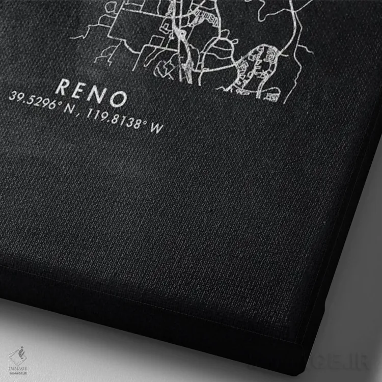 تابلو دکوراتیو Nevada City Map Chalkboard Style,نقشه شهر رینو، نوادا به… اثر وال دکور ادیکت - نمای نزدیک بافت بوم