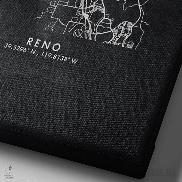 تابلو دکوراتیو Nevada City Map Chalkboard Style,نقشه شهر رینو، نوادا به… اثر وال دکور ادیکت - نمای نزدیک بافت بوم