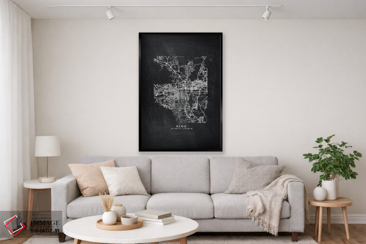 تابلو دکوراتیو Nevada City Map Chalkboard Style,نقشه شهر رینو، نوادا به… اثر وال دکور ادیکت - D2B