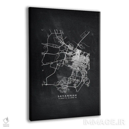 تابلو دکوراتیو Georgia City Map Chalkboard Style,نقشه شهر ساوانا، جورجی… اثر وال دکور ادیکت - نمای پرسپکتیو محصول
