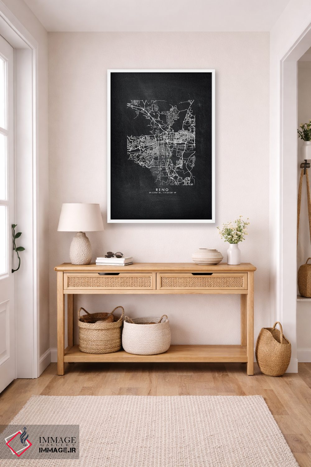 تابلو دکوراتیو Nevada City Map Chalkboard Style,نقشه شهر رینو، نوادا به… اثر وال دکور ادیکت - D5W