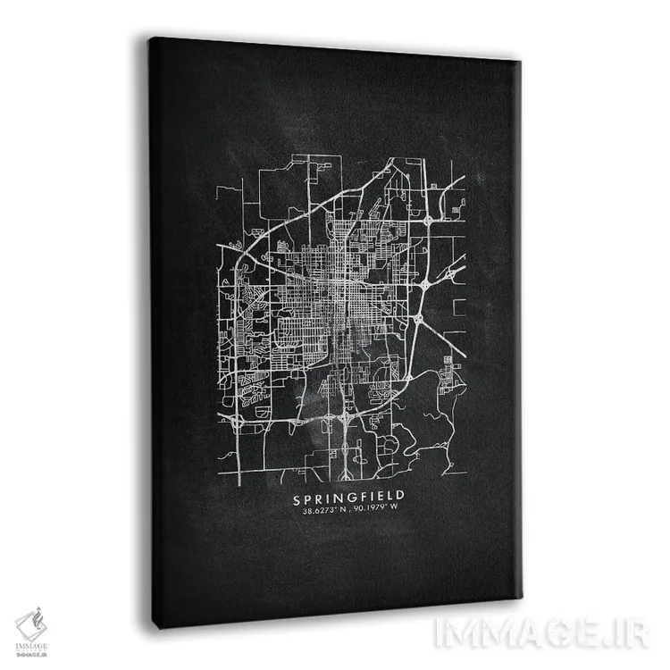 تابلو دکوراتیو Illinois City Map Chalkboard Style,نقشه شهر اسپرینگفیلد… اثر وال دکور ادیکت - نمای پرسپکتیو محصول
