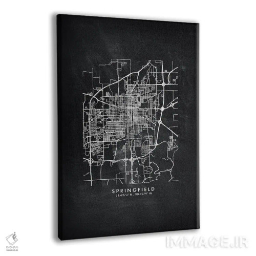 تابلو دکوراتیو Illinois City Map Chalkboard Style,نقشه شهر اسپرینگفیلد… اثر وال دکور ادیکت - نمای پرسپکتیو محصول