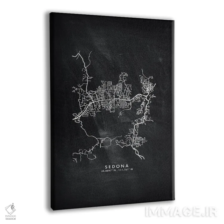 تابلو دکوراتیو Arizona City Map Chalkboard Style,نقشه شهر سدونا آریزونا… اثر وال دکور ادیکت - نمای پرسپکتیو محصول