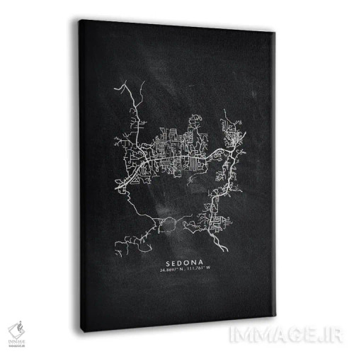 تابلو دکوراتیو Arizona City Map Chalkboard Style,نقشه شهر سدونا آریزونا… اثر وال دکور ادیکت - نمای پرسپکتیو محصول