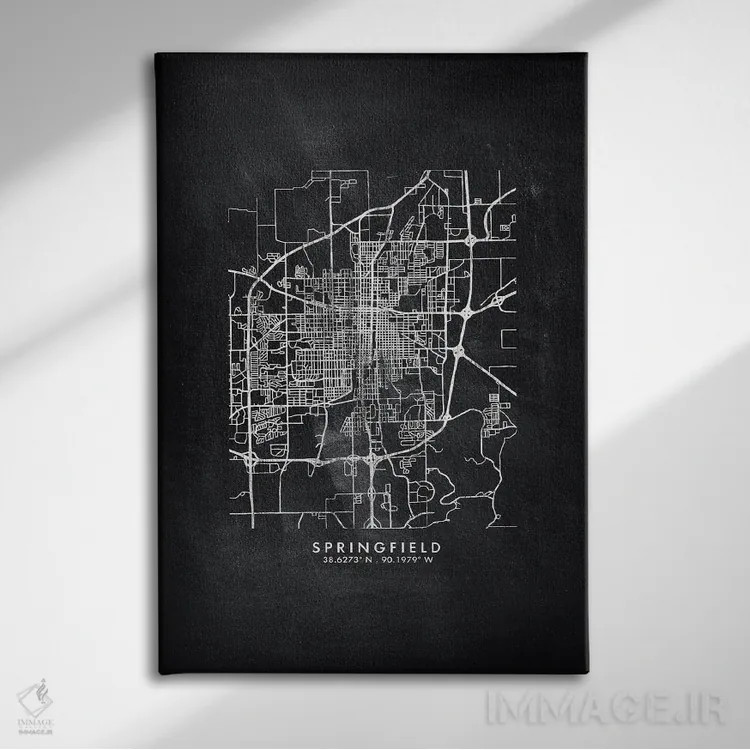 تابلو دکوراتیو Illinois City Map Chalkboard Style,نقشه شهر اسپرینگفیلد… اثر وال دکور ادیکت - نمای روبهرو روی دیوار