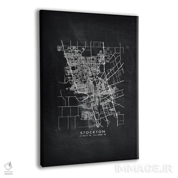 تابلو دکوراتیو California City Map Chalkboard Style,نقشه شهر استاکتون ک… اثر وال دکور ادیکت - نمای پرسپکتیو محصول