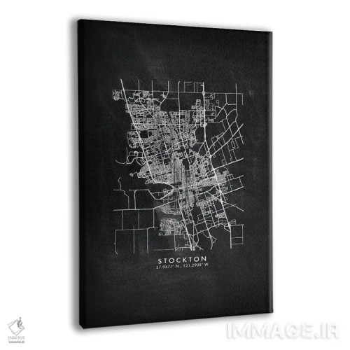 تابلو دکوراتیو California City Map Chalkboard Style,نقشه شهر استاکتون ک… اثر وال دکور ادیکت - نمای پرسپکتیو محصول