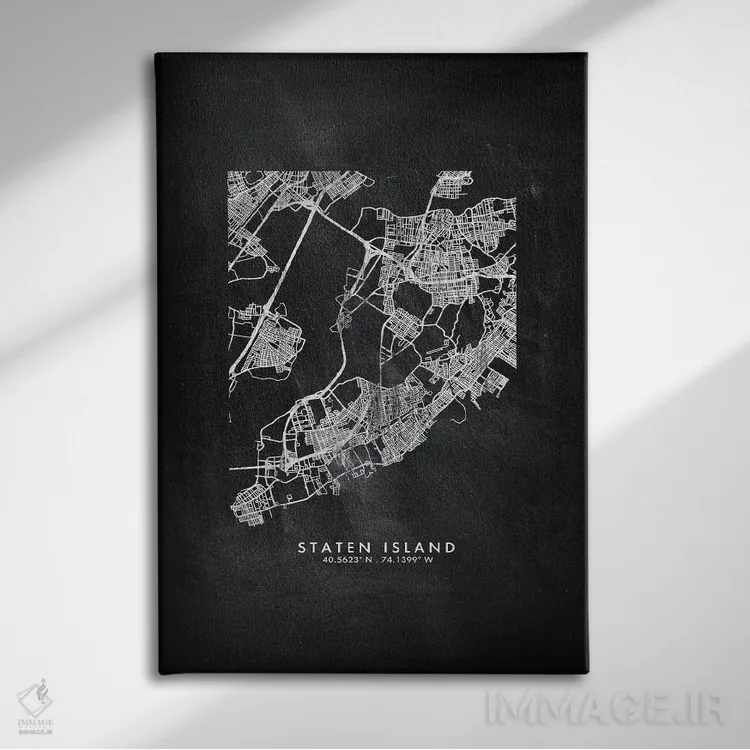 تابلو دکوراتیو New York City Map Chalkboard Style,نقشه استتن آیلند نیوی… اثر وال دکور ادیکت - نمای روبهرو روی دیوار