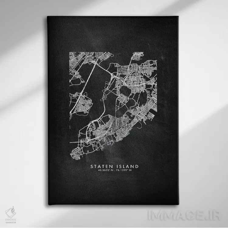 تابلو دکوراتیو New York City Map Chalkboard Style,نقشه استتن آیلند نیوی… اثر وال دکور ادیکت - نمای روبهرو روی دیوار