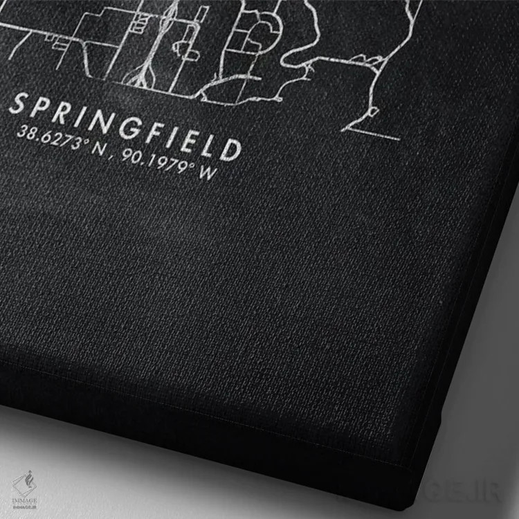 تابلو دکوراتیو Illinois City Map Chalkboard Style,نقشه شهر اسپرینگفیلد… اثر وال دکور ادیکت - نمای نزدیک بافت بوم
