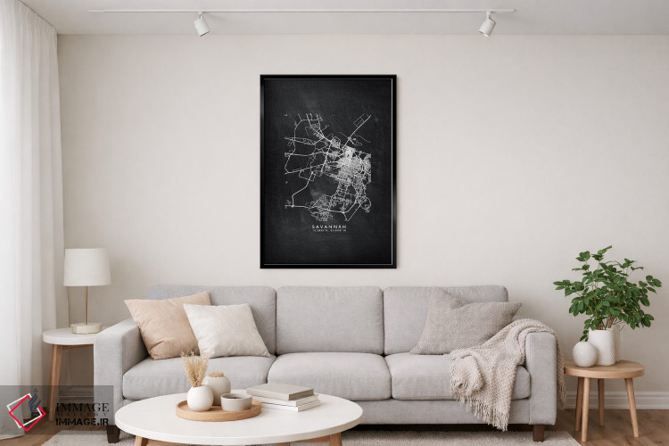 تابلو دکوراتیو Georgia City Map Chalkboard Style,نقشه شهر ساوانا، جورجی… اثر وال دکور ادیکت - D4B
