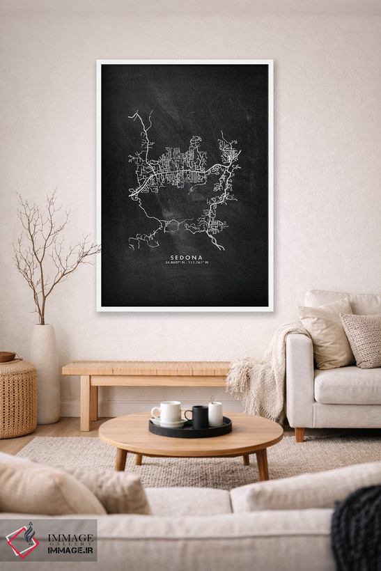 تابلو دکوراتیو Arizona City Map Chalkboard Style,نقشه شهر سدونا آریزونا… اثر وال دکور ادیکت - D1W