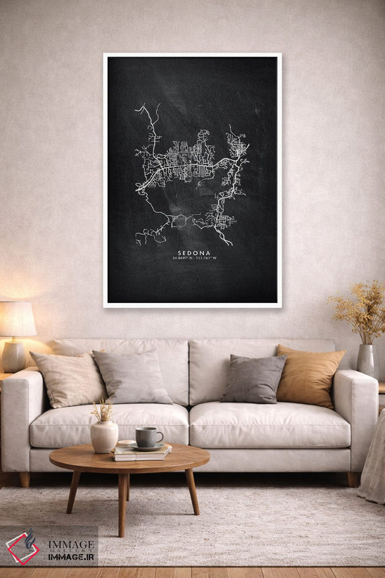 تابلو دکوراتیو Arizona City Map Chalkboard Style,نقشه شهر سدونا آریزونا… اثر وال دکور ادیکت - D3W