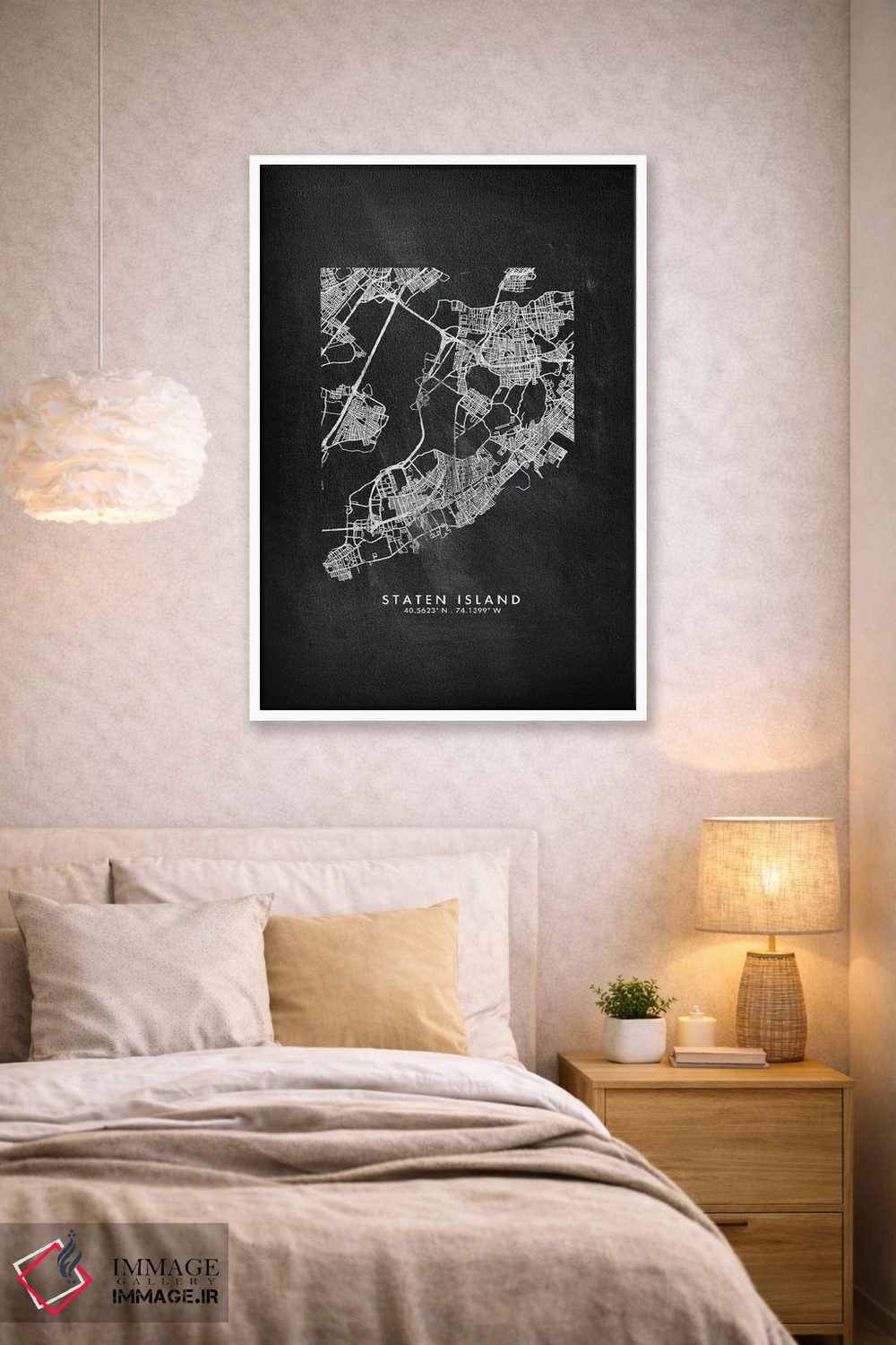 تابلو دکوراتیو New York City Map Chalkboard Style,نقشه استتن آیلند نیوی… اثر وال دکور ادیکت - D1W