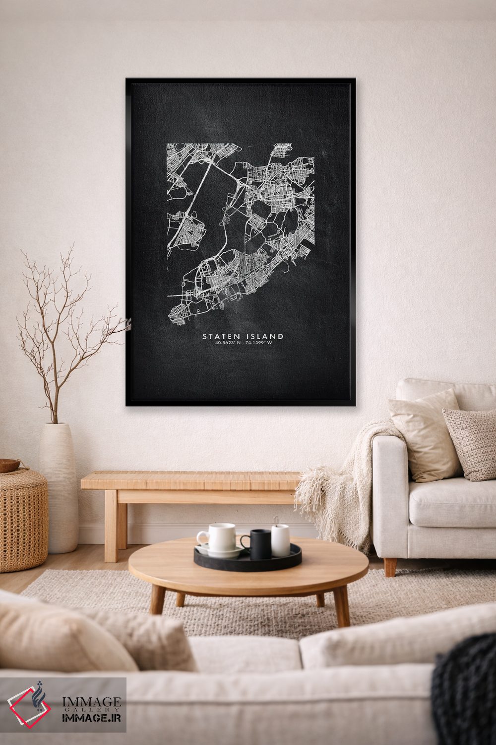 تابلو دکوراتیو New York City Map Chalkboard Style,نقشه استتن آیلند نیوی… اثر وال دکور ادیکت - D2B