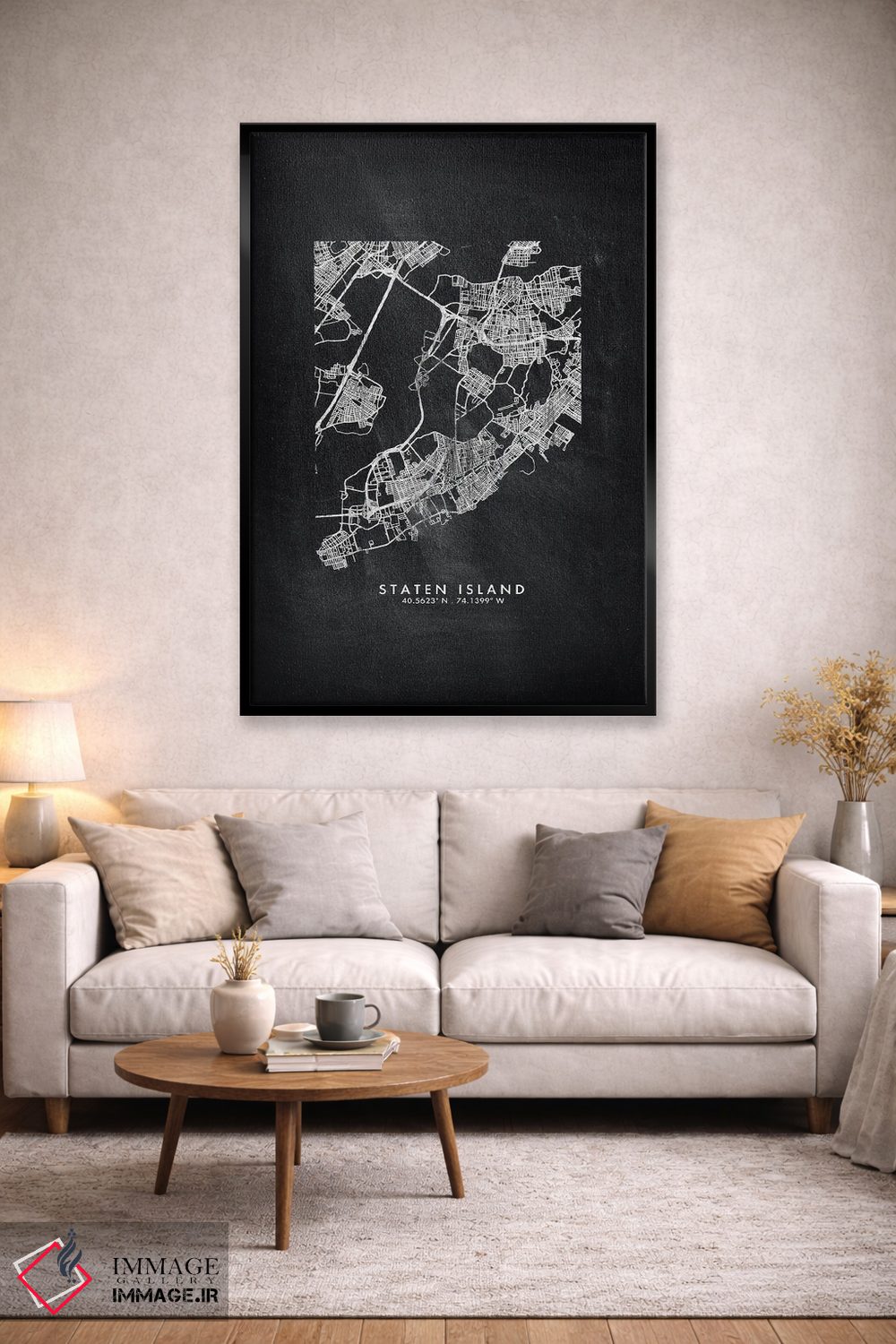 تابلو دکوراتیو New York City Map Chalkboard Style,نقشه استتن آیلند نیوی… اثر وال دکور ادیکت - D4B