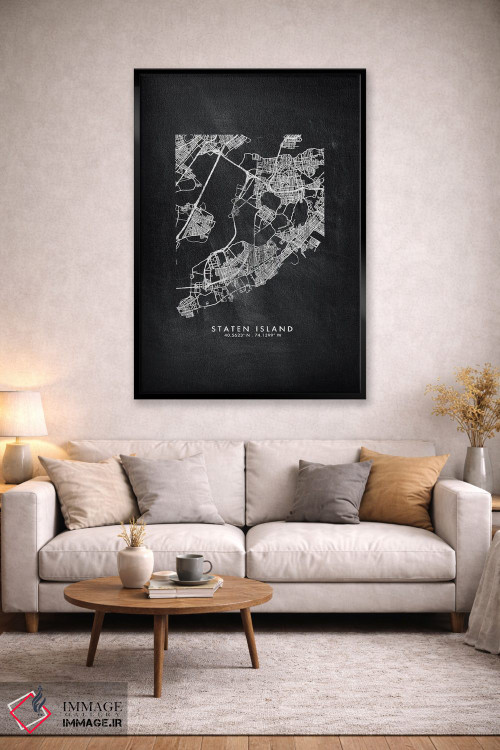 تابلو دکوراتیو New York City Map Chalkboard Style,نقشه استتن آیلند نیوی… اثر وال دکور ادیکت - D4B