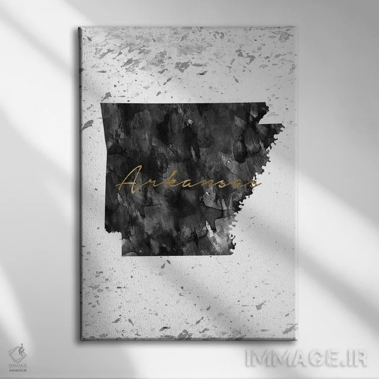 تابلو دکوراتیو آرکانزاس سیاه و سفید با طلایی اثر وال دکور ادیکت - نمای روبهرو روی دیوار