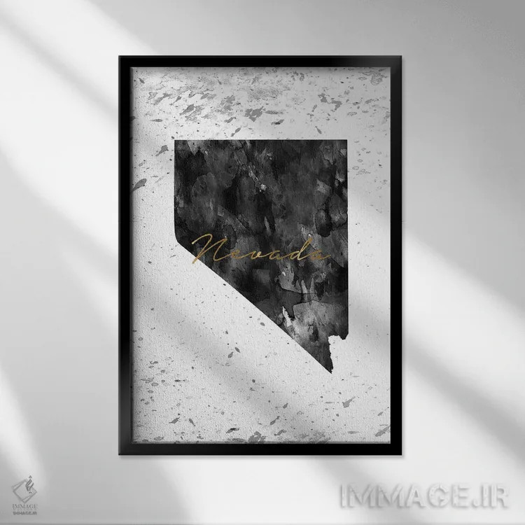 تابلو دکوراتیو نوادا سیاه و سفید با جزئیات طلایی اثر وال دکور ادیکت - نمای قابدار مشکی
