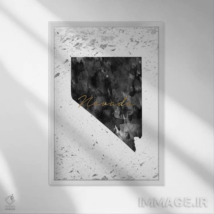 تابلو دکوراتیو نوادا سیاه و سفید با جزئیات طلایی اثر وال دکور ادیکت - نمای قابدار سفید