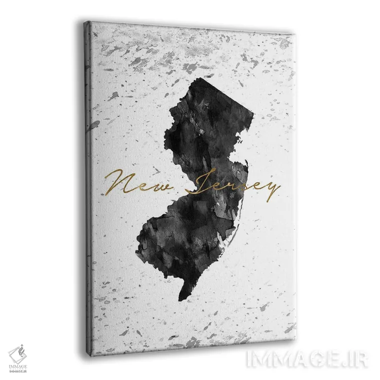 تابلو دکوراتیو نیوجرسی سیاه و سفید با جزئیات طلایی اثر وال دکور ادیکت - نمای پرسپکتیو محصول