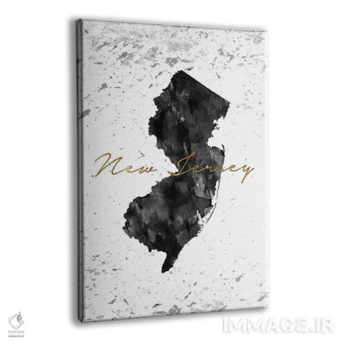 تابلو دکوراتیو نیوجرسی سیاه و سفید با جزئیات طلایی اثر وال دکور ادیکت - نمای پرسپکتیو محصول