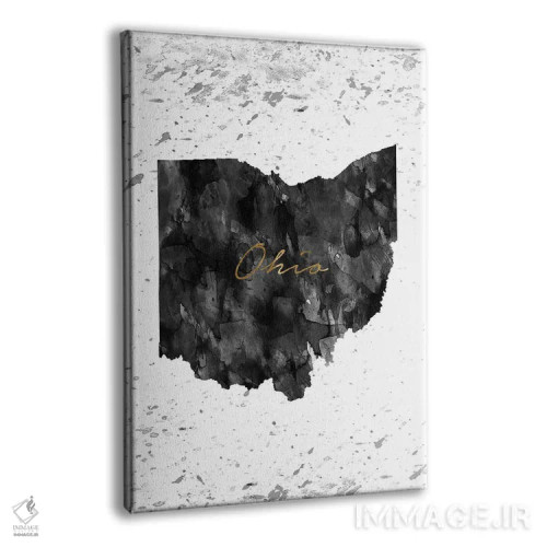 تابلو دکوراتیو اوهایو سیاه و سفید با جزئیات طلایی اثر وال دکور ادیکت - نمای پرسپکتیو محصول