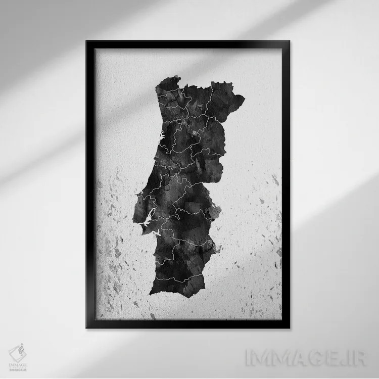 تابلو دکوراتیو پرتغال سیاه و سفید اثر وال دکور ادیکت - نمای قابدار مشکی