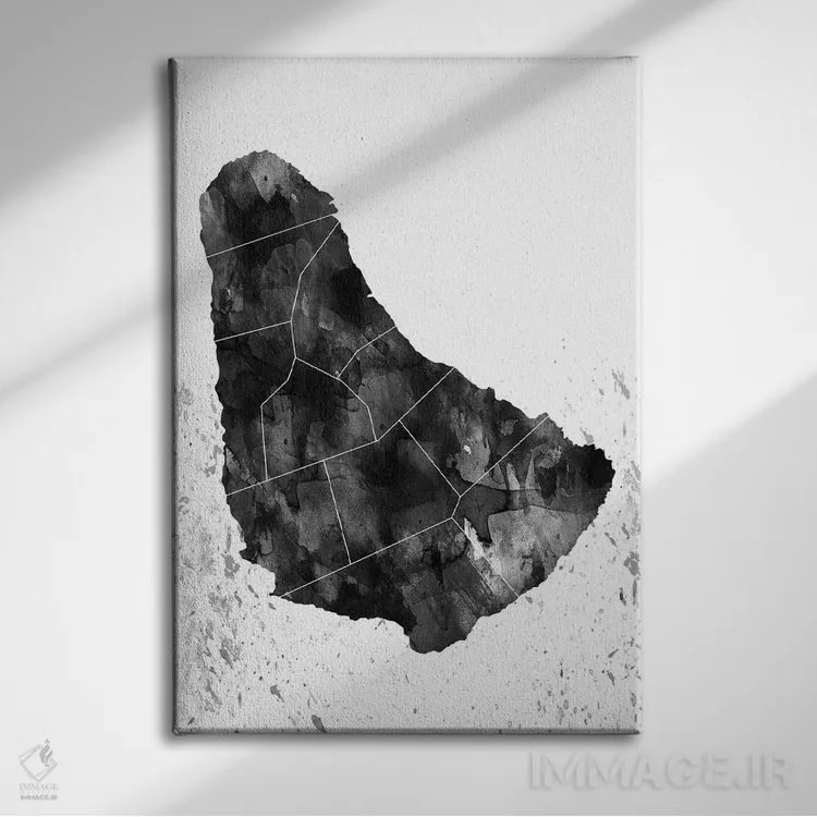 تابلو دکوراتیو باربادوس سیاه و سفید اثر وال دکور ادیکت - نمای روبهرو روی دیوار