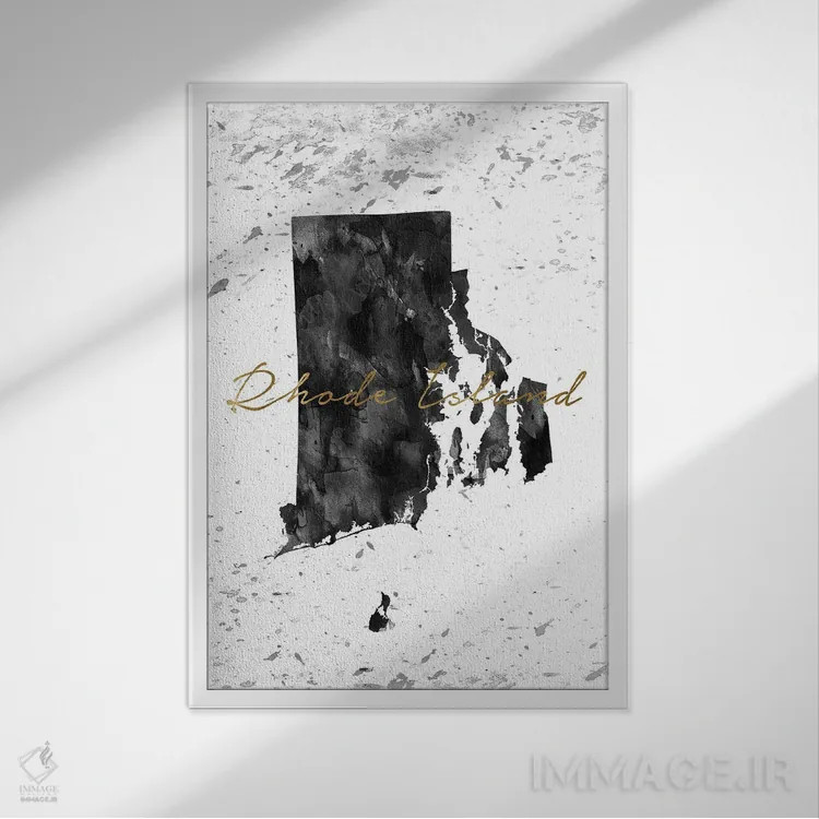 تابلو دکوراتیو رود آیلند سیاه و سفید با طلایی اثر وال دکور ادیکت - نمای قابدار سفید