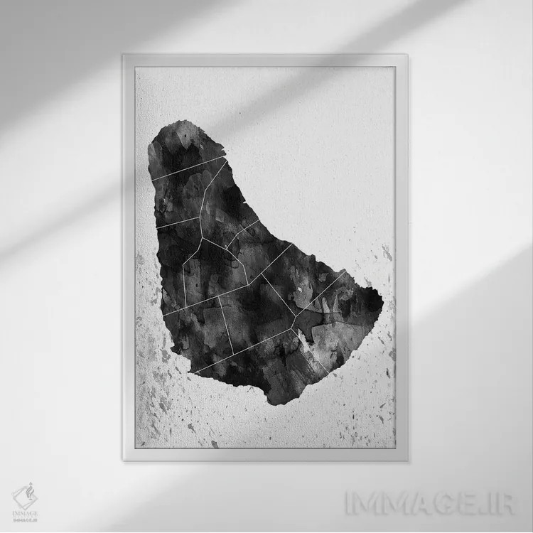 تابلو دکوراتیو باربادوس سیاه و سفید اثر وال دکور ادیکت - نمای قابدار سفید