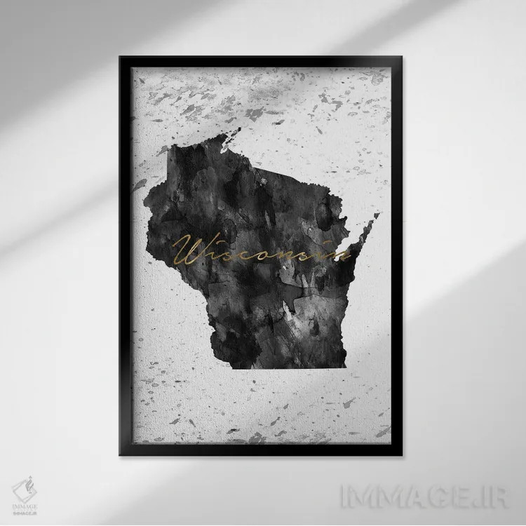 تابلو دکوراتیو ویسکانسین سیاه و سفید طلایی اثر وال دکور ادیکت - نمای قابدار مشکی