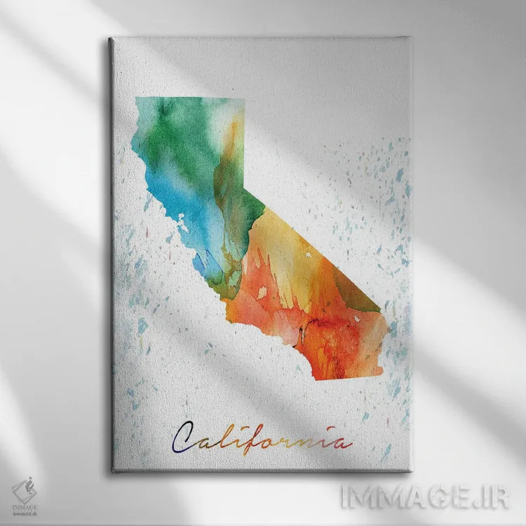 تابلو دکوراتیو کالیفرنیا رنگارنگ اثر وال دکور ادیکت - نمای روبهرو روی دیوار