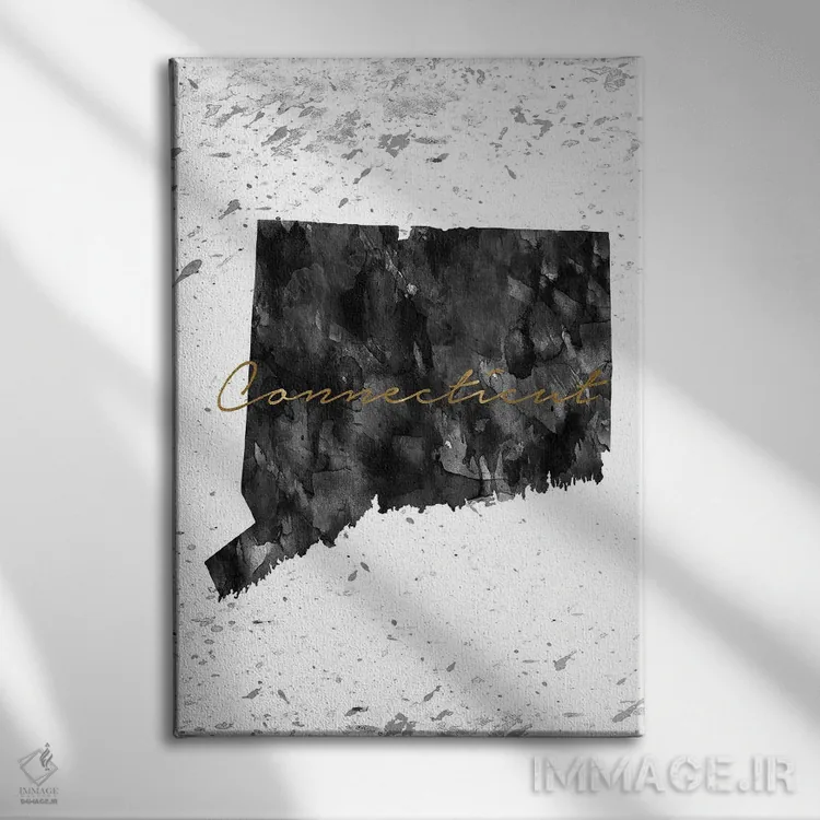 تابلو دکوراتیو کنتیکت سیاه و سفید طلایی اثر وال دکور ادیکت - نمای روبهرو روی دیوار