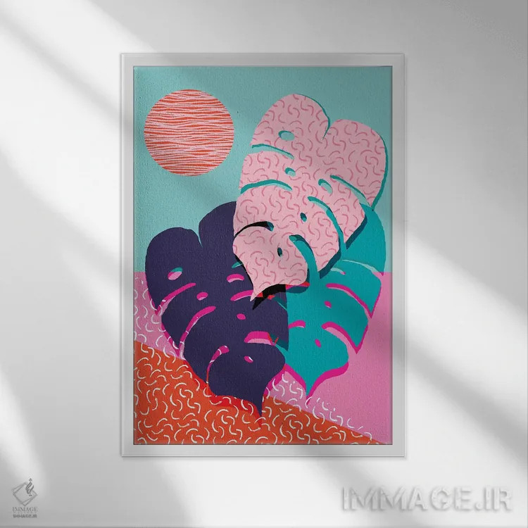 تابلو انتزاعی خیلی بزرگ/عالی اثر واکـا دیزاینز - نمای قابدار سفید