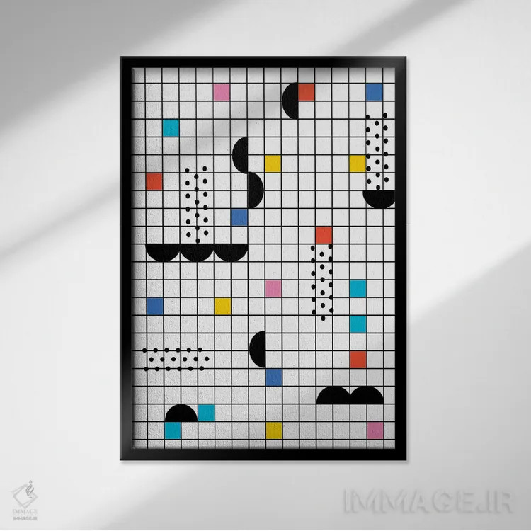 تابلو انتزاعی مخفی گاه اثر واکـا دیزاینز - نمای قابدار مشکی