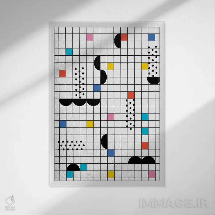 تابلو انتزاعی مخفی گاه اثر واکـا دیزاینز - نمای قابدار سفید