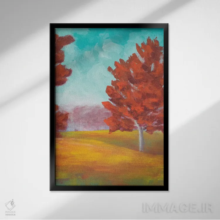 تابلو انتزاعی مرتع زرد اثر والت جانسون - نمای قابدار مشکی