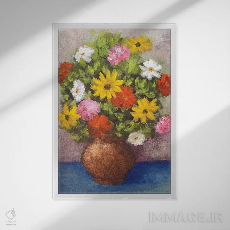 تابلو دکوراتیو گلدان زیبایی II اثر والت جانسون - نمای قابدار سفید